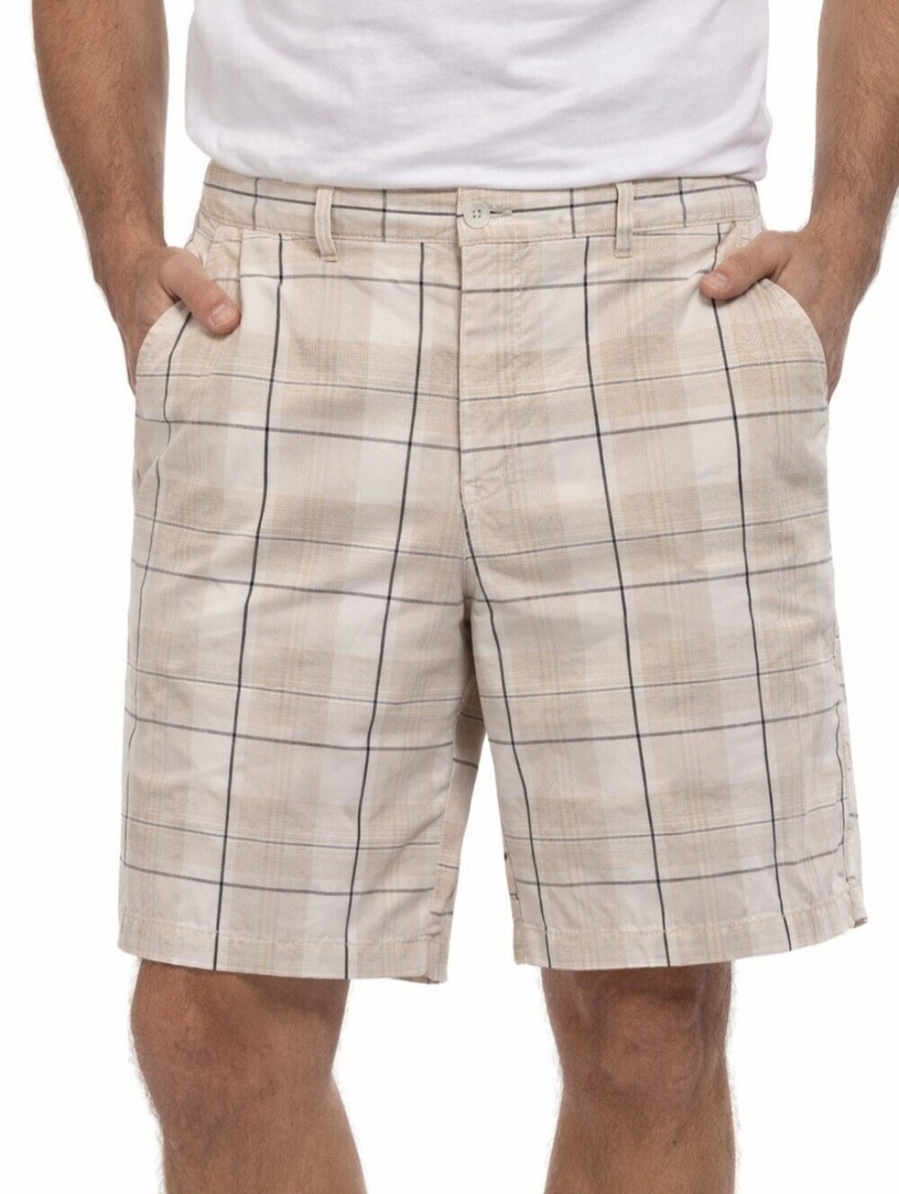 PGA Champion Tour Men's Size 40 Plaid Shorts - Beige and Black 10" Inseam